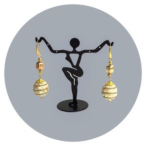 Gold and Off White Drop Earrings